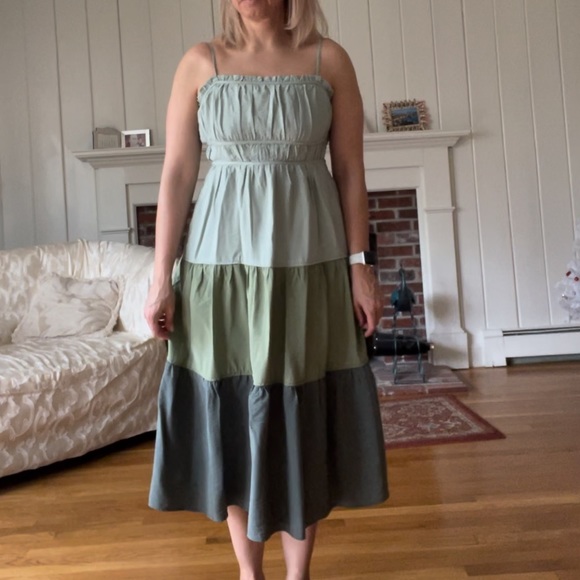 Madewell Color Block Dress in Green - Picture 1 of 11